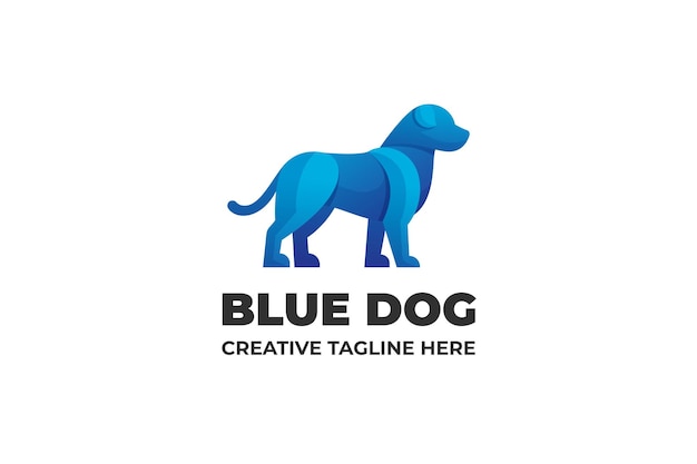 Entreprise Logo Dégradé Chien Bleu