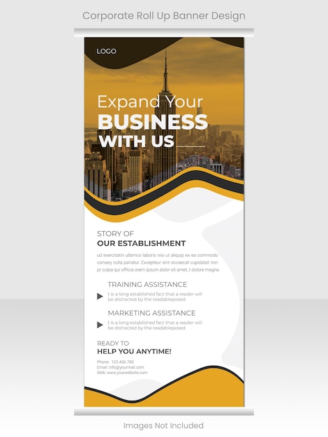 Vecteur entreprise de marketing d'entreprise roll up banner ou display standee template