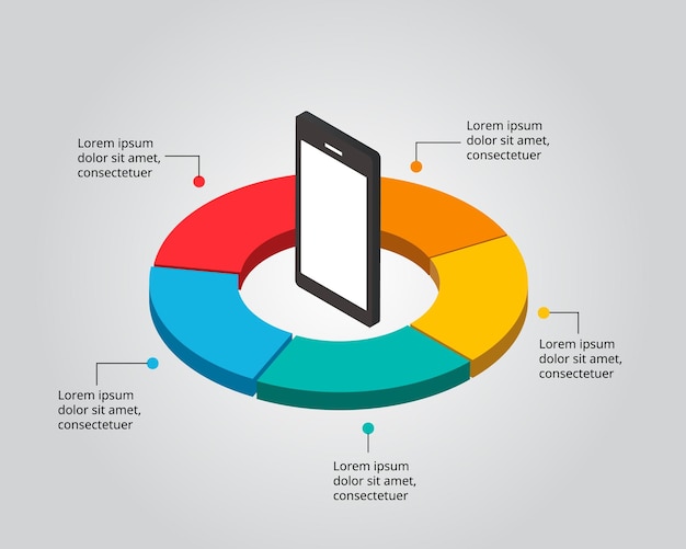 Entreprise Avec Modèle De Smartphone Pour Infographie Pour Présentation Pour 5 éléments