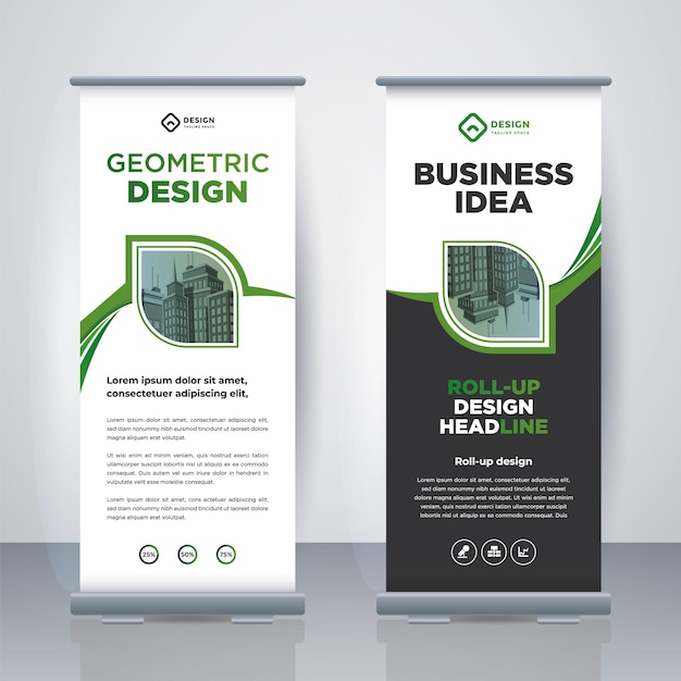 Entreprise moderne Roll Up Standee Design Banner Template Présentation et Brochure Géométrique xbanner et flagbanner publicité Illustration vectorielle