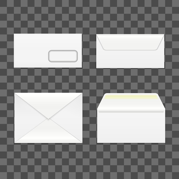 Enveloppe blanche 3D réaliste détaillée modèle de maquette de jeu vectoriel