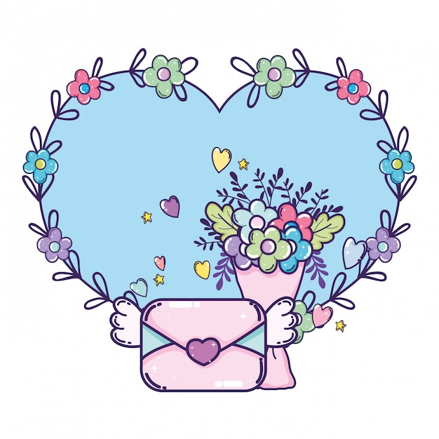 Enveloppe Avec Coeur Et Fleurs