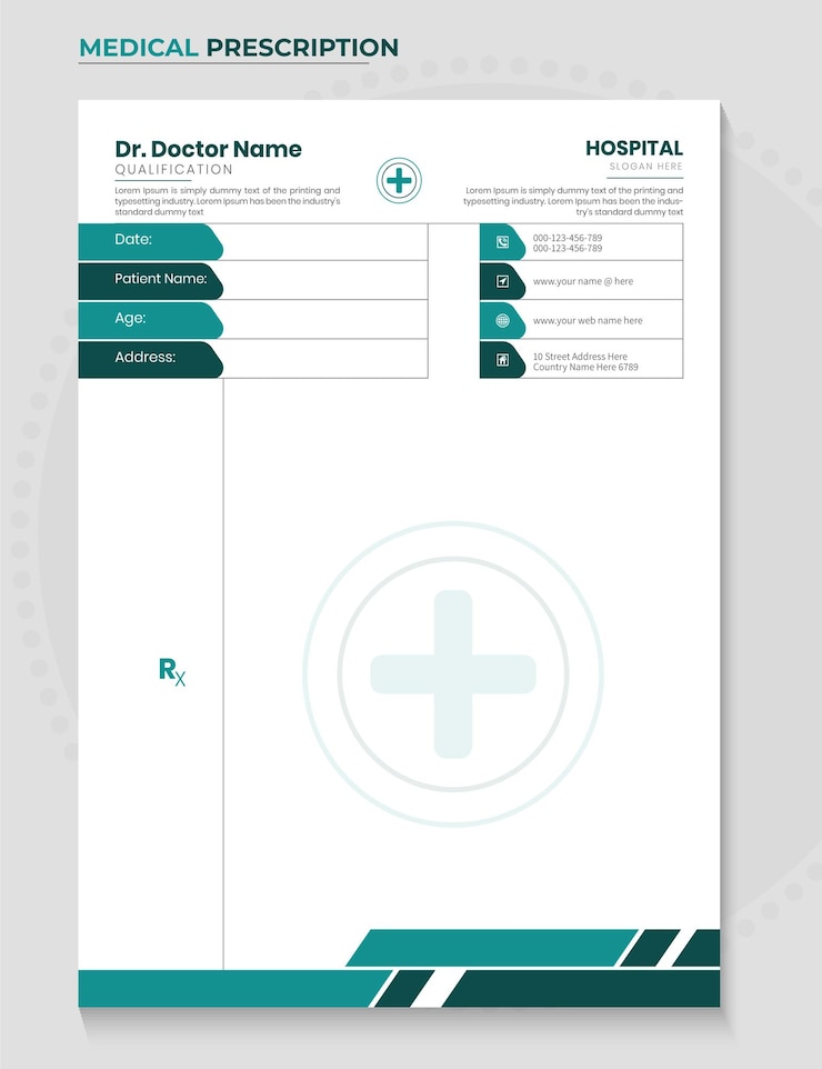 Vecteur enveloppe de lettre des médecins et ordonnance médicale de l'hôpital