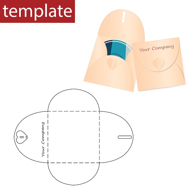 Vecteur enveloppe papier au détail avec modèle