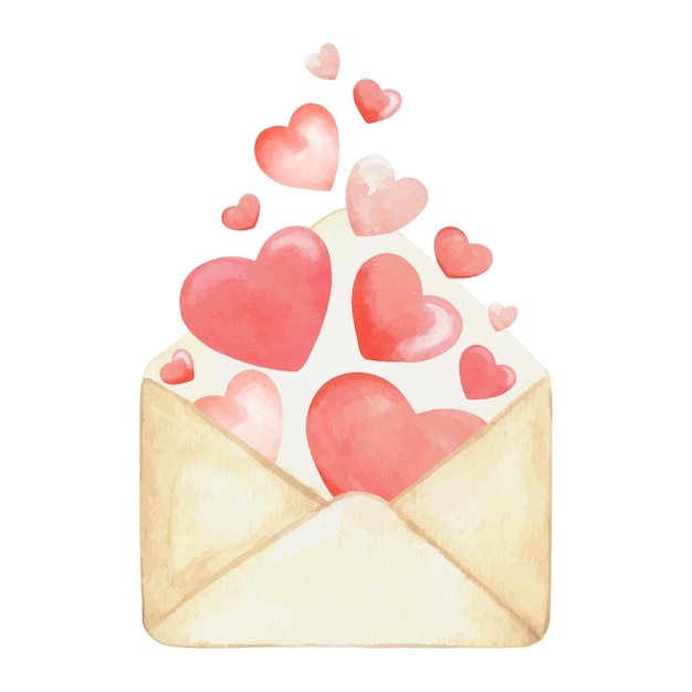 Enveloppe Postale Pour La Saint-valentin Avec Coeurs S'envolant Concept De Carte De Voeux Courrier Romantique