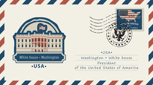 enveloppe postale avec usa white house