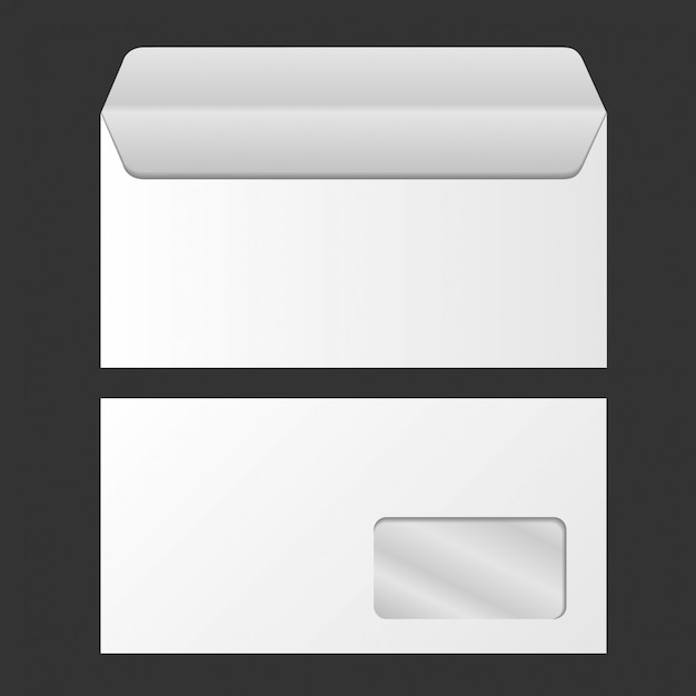 Enveloppe vierge de vecteur avec fenêtre, avant et arrière. Identité d&#39;entreprise.