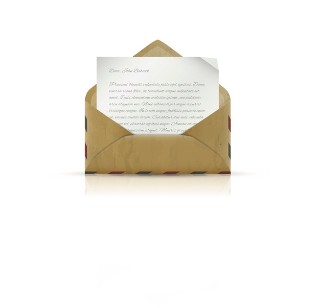 Enveloppe vintage avec du papier et du texte