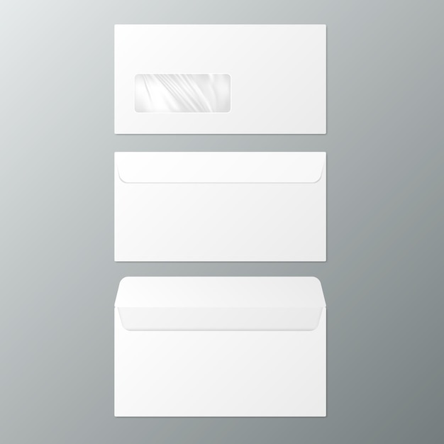 Enveloppes DL avant et arrière ouvertes et fermées