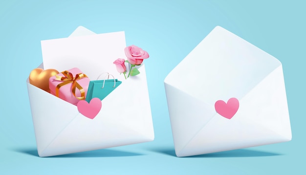 enveloppes de lettre d'amour 3d