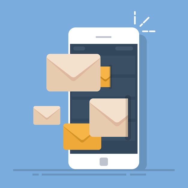 Envoi D'e-mails à Partir D'un Téléphone Mobile. Client De Messagerie Sur Le Smartphone