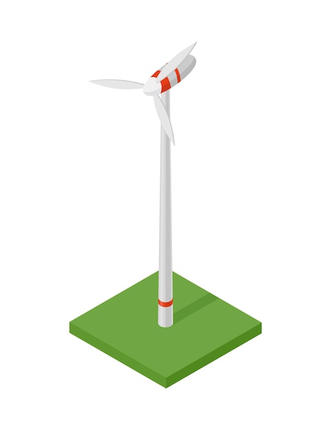éolienne isométrique. concept d'énergie propre. énergie écologique propre. Énergie électrique renouvelable