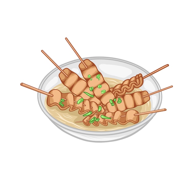 Eomuk Comme Nom Odeng Un Coréen Traditionnel Street Food Fish Cakes Food Illustration Icon Logo