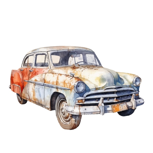 Vecteur Épave de voiture en illustration de style aquarelle