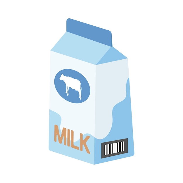 Épicerie Produits alimentaires objets simples Boîte à lait et bouteille de lait Icône plate de dessin animé vectoriel