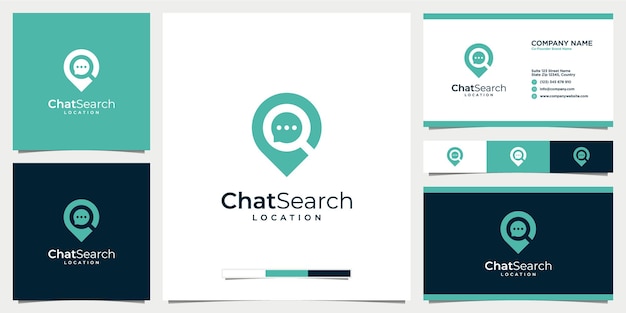 Épingler L'icône Du Logo De Chat De Recherche D'emplacement De Discussion Avec Le Modèle De Carte De Visite
