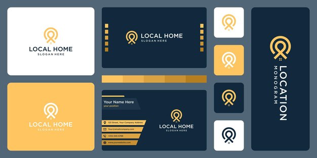 Épingler Le Logo, L'emplacement Et Le Logo De La Maison. Conception De Carte De Visite.