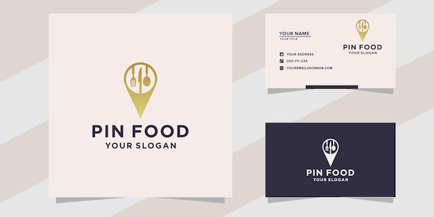 Vecteur Épingler le logo de la nourriture et le modèle de carte de visite