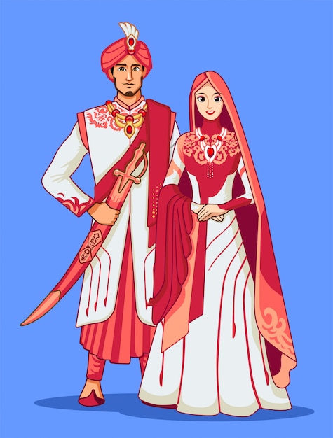 Épouses Pakistanaises Avec La Robe Traditionnelle Rose.