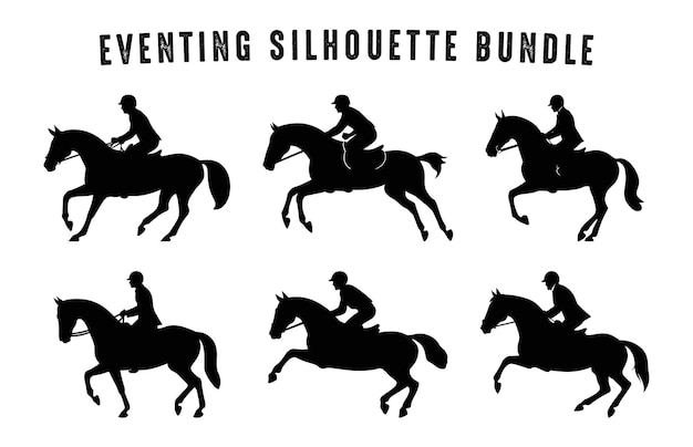 Vecteur Épreuve de chevaux vector de silhouettes set de chasse chevaux de course silhouettes noires ensemble