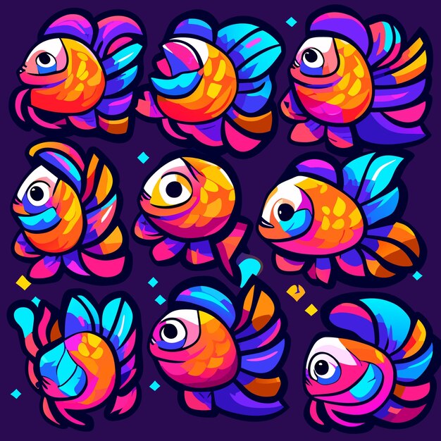 Vecteur eps fishy friends dans le style des dessins animés