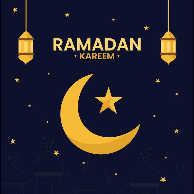Vecteur eps moon ramadan kareem les médias sociaux après 2024 de haute qualité