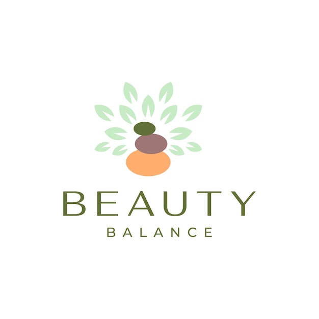 Équilibre Pierre Beauté Yoga Bien-être Relaxant Logo Coloré Design Vecteur Icône Illustration