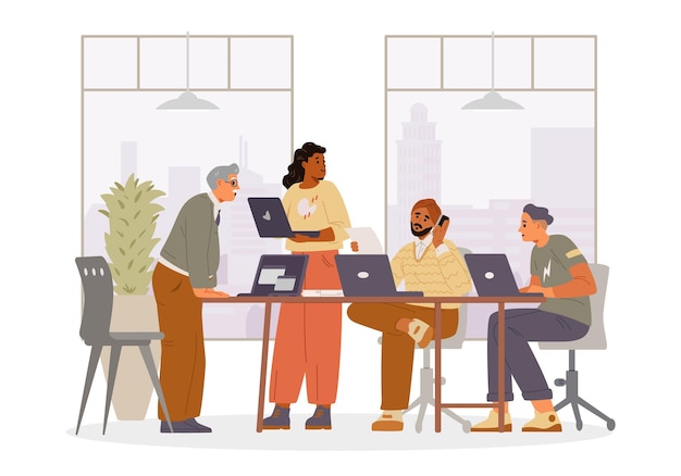 Équipe d'affaires diversifiée au bureau