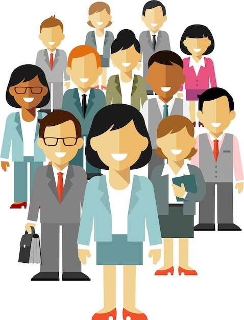 Équipe d'affaires avec une femme leader dans le style plat