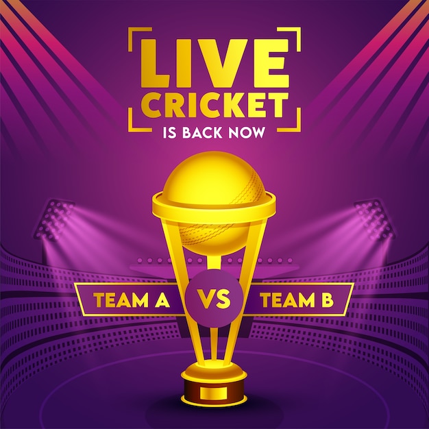 L'équipe A Et B Des Participants Avec La Coupe Du Trophée D'or Sur La Vue Du Stade Violet Pour Live Cricket Is Back Now.