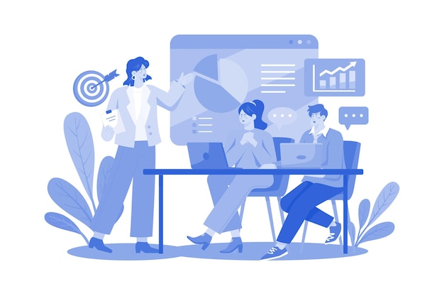 Équipe commerciale organisant des réunions du conseil d'administration avec chaque employé