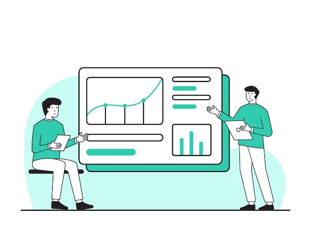équipe commerciale travaillant sur l'illustration des informations de données
