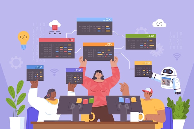 Équipe de développement de logiciels et espace de travail numérique