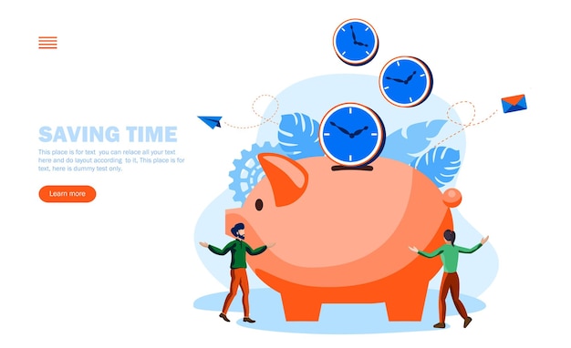 Équipe économisant Du Temps Avec La Cochonne Et Les Horloges Concept D'illustration Vectorielle