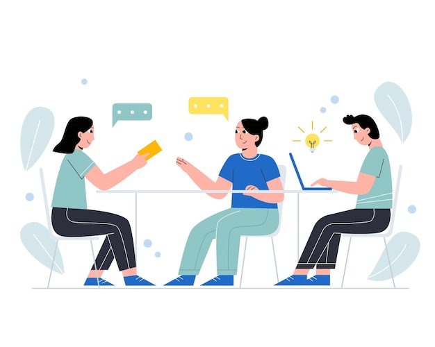 Une équipe d'entreprises discute d'idées pour une start-up