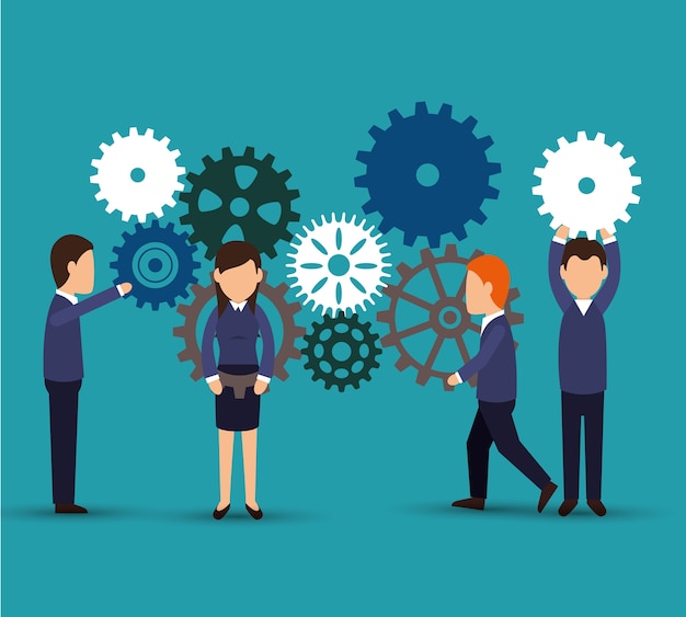 équipe équipe travail personnes engrenages