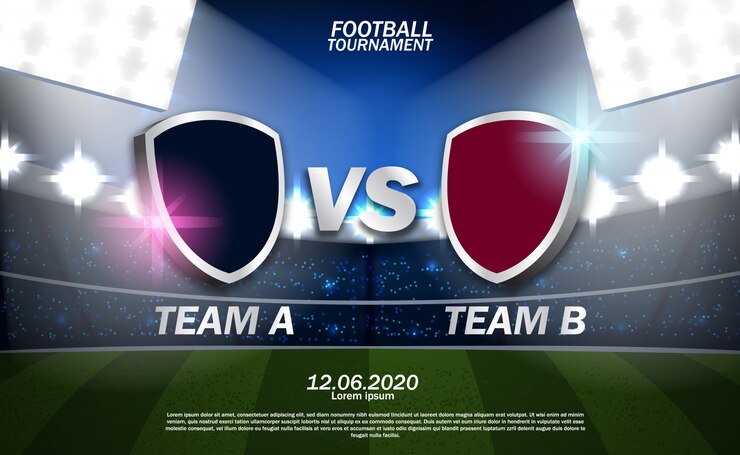 équipe de football de football contre équipe avec illustration de terrain de stade