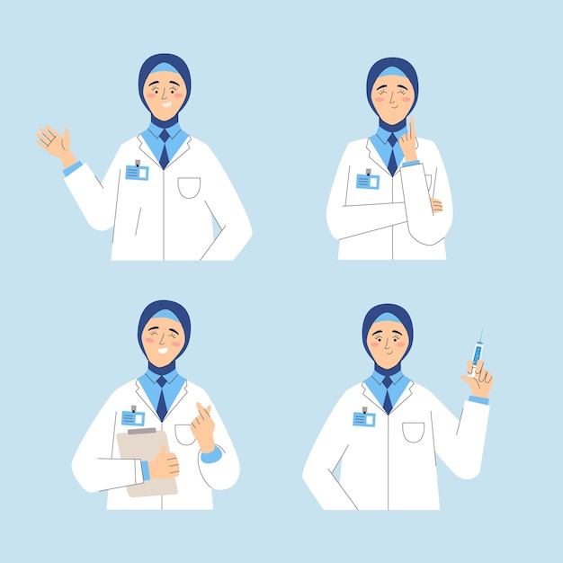 Vecteur Équipe médicale de médecins en hijab