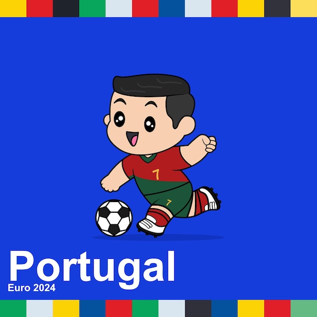 Vecteur Équipe nationale de football du portugal les enfants jouent au football à l'euro 2024