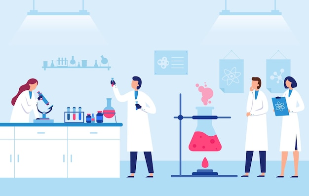 L'équipe de scientifiques travaille en laboratoire avec des équipements