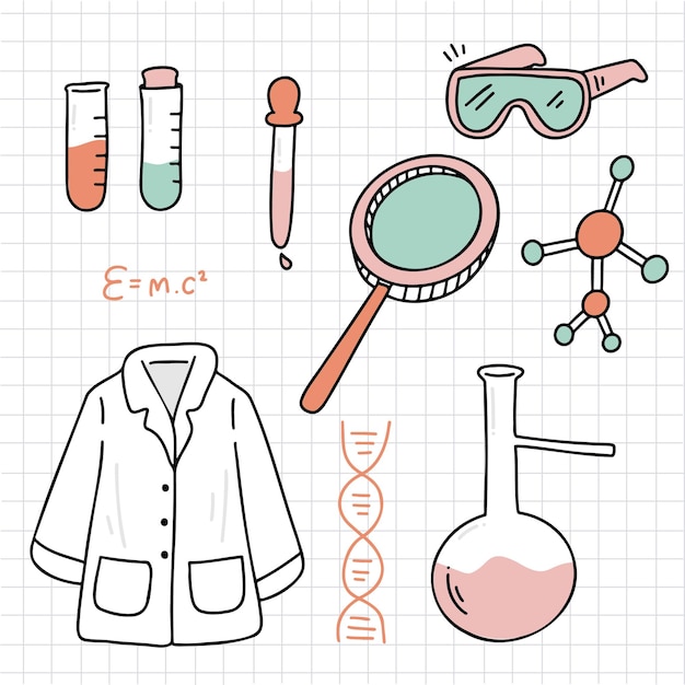 Équipement De Laboratoire Avec Tubes En Verre Flacon Bécher Et Autre équipement De Mesure De Laboratoire Chimique Ou Médical Style De Dessin Animé Pour Graphiste Concept D'enseignement Des Sciences De La Biologie Illustration Vectorielle