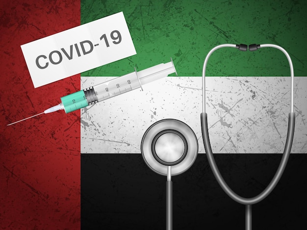 Vecteur Équipement médical sur le drapeau des émirats arabes unis