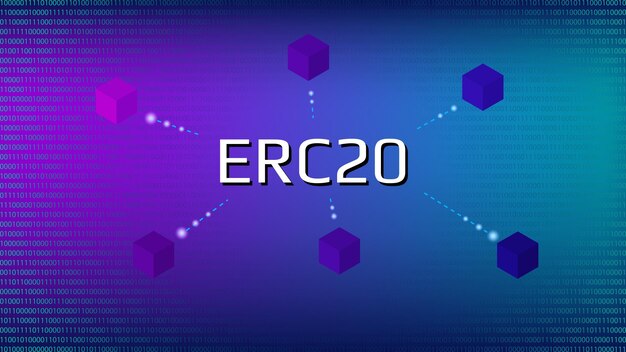 ERC20 Ethereum Request for Comments identifiant unique de la norme Ethereum Les jetons ERC20 adoptent cette norme pour les protocoles de développement et de vote Illustration vectorielle