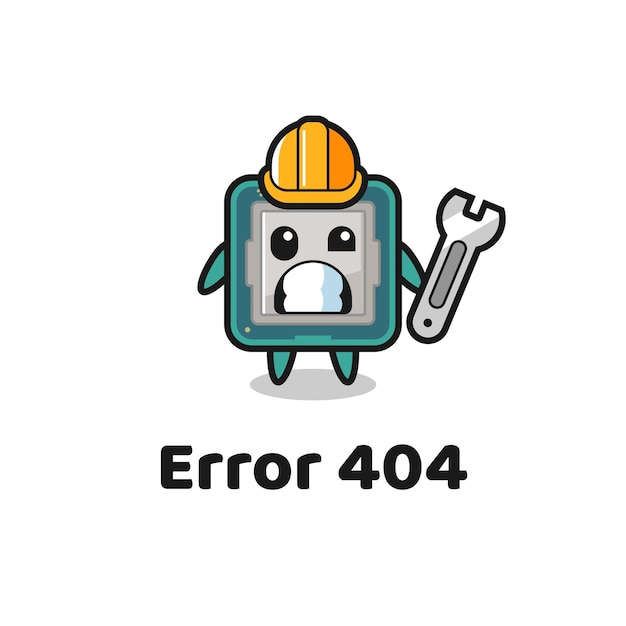 Erreur 404 Avec La Mascotte Du Processeur Mignon, Design De Style Mignon Pour T-shirt, Autocollant, élément De Logo