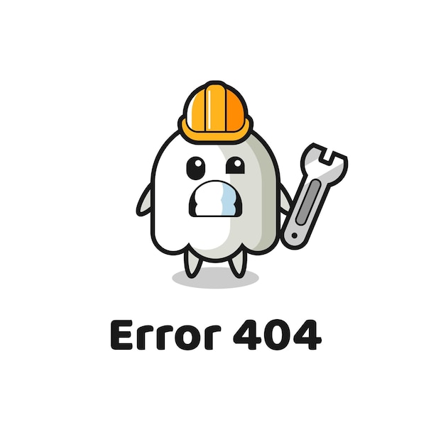 Erreur 404 Avec La Mascotte Fantôme Mignonne, Design De Style Mignon Pour T-shirt, Autocollant, élément De Logo