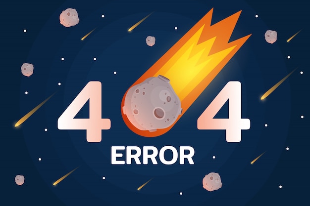 Erreur 404 Avec Météorite, étoiles Et Météore Dans L'espace