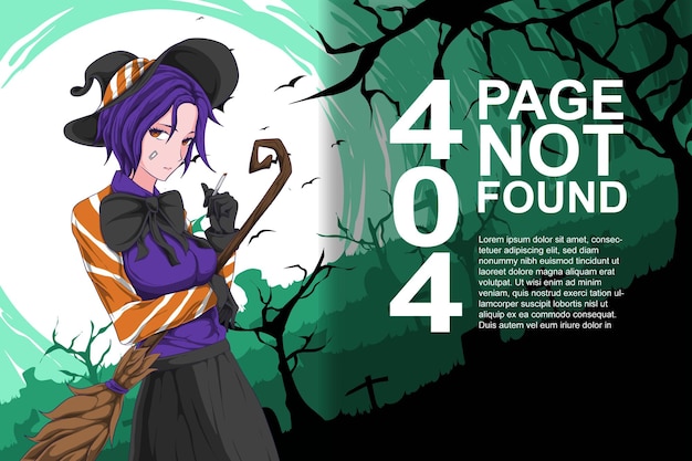Vecteur erreur d'illustration d'anime 404 la page n'a pas été trouvée