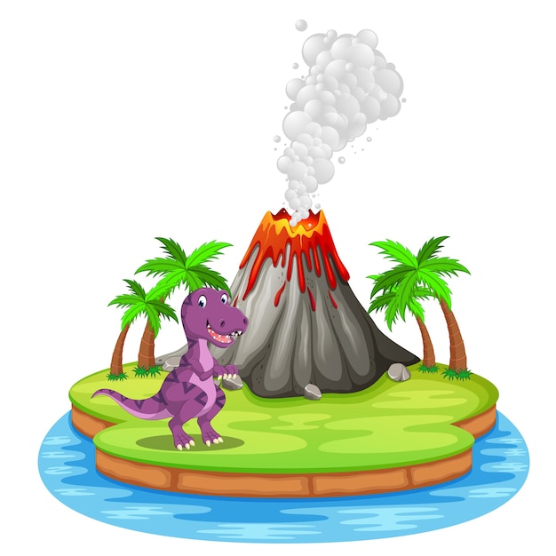 éruption de dinosaure et de volcan