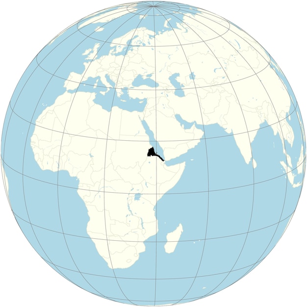 L'érythrée Est Présentée Au Centre De La Projection Orthographique De La Carte Du Monde Soulignant Sa