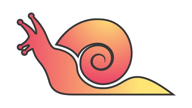 Vecteur escargot jaune orange avec une coquille isolée sur fond blanc petit logo